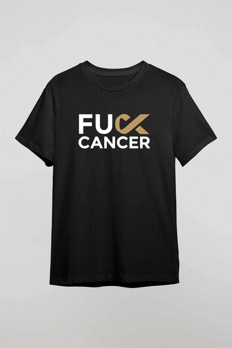 F Cancer Stacked Logo Tee - Gold