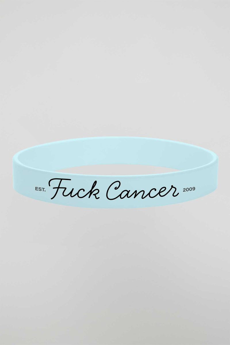 F Cancer Script Silicone Bracelet - Blue