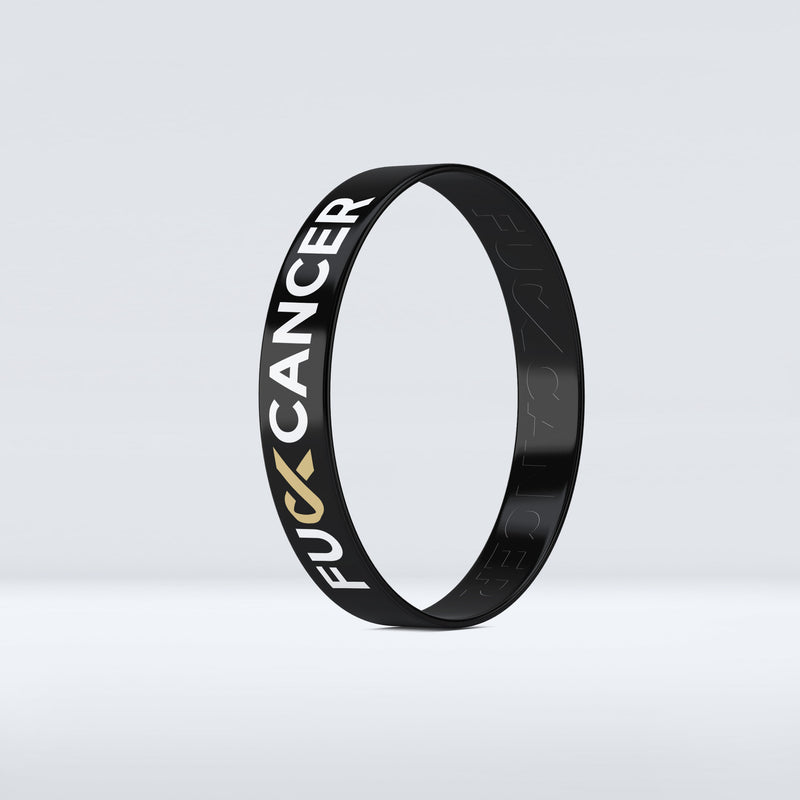 F Cancer black silicone bracelet