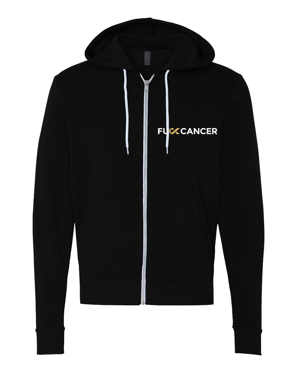 F cancer black zip up hoodie