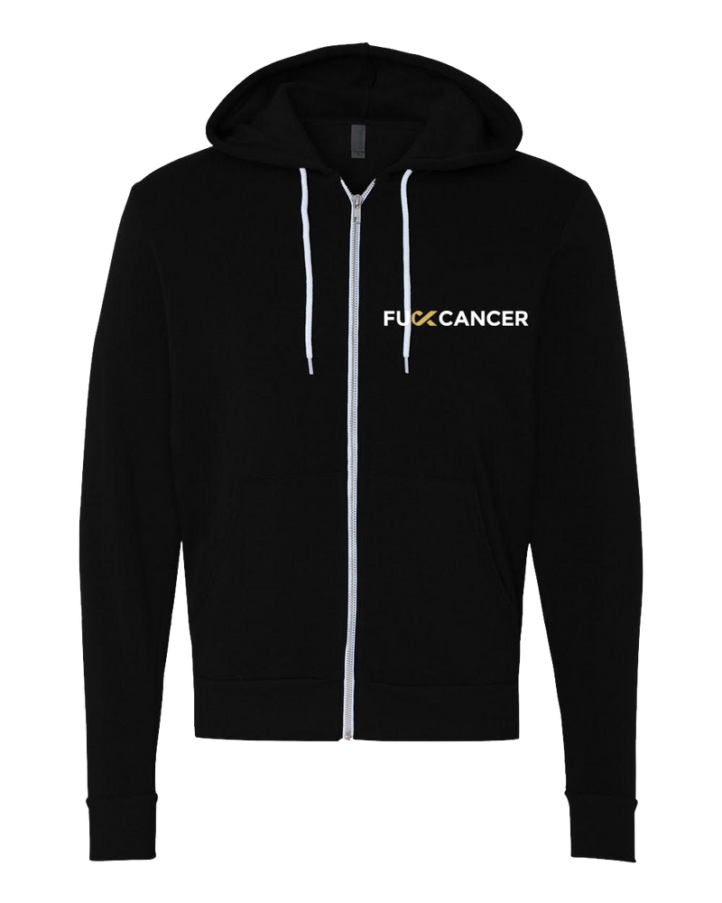 F cancer black zip up hoodie