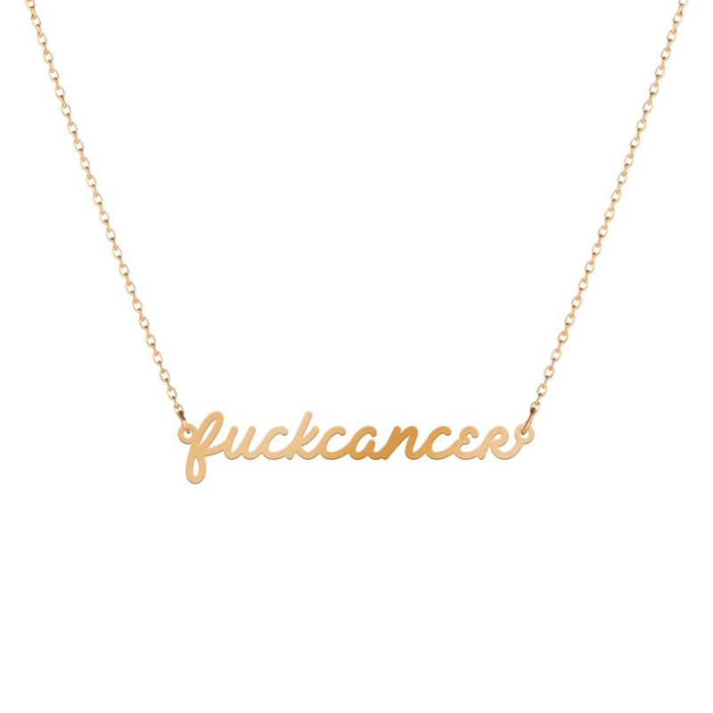F Cancer cursive gold necklace