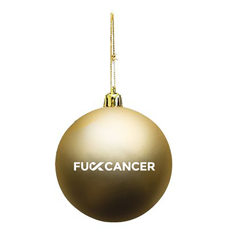 F cancer gold ornament